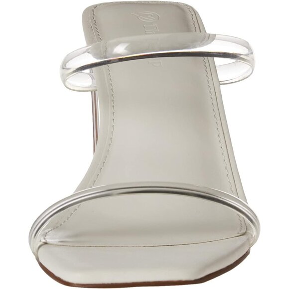 🆕 Women Silver Avery Square Toe Two Strap Staples Elevate High Heeled Sandal - Picture 2 of 8